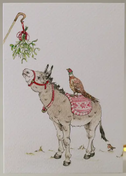 Mistletoe Donkey Card