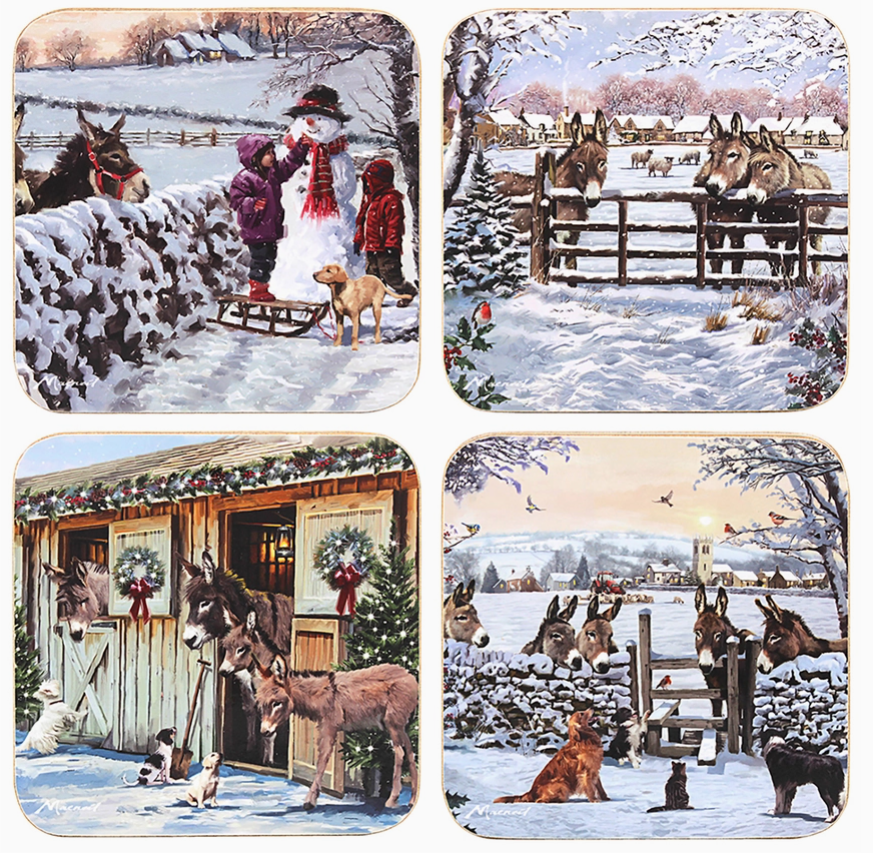 Christmas Donkey Coaster Set of 4