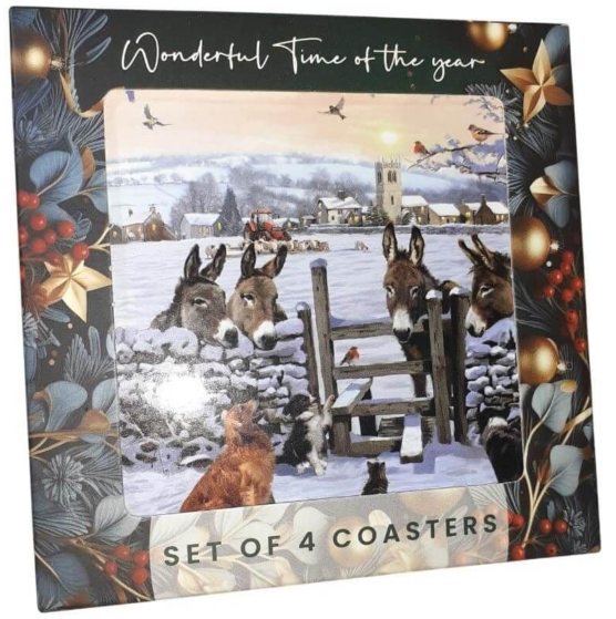 Christmas Donkey Coaster Set of 4