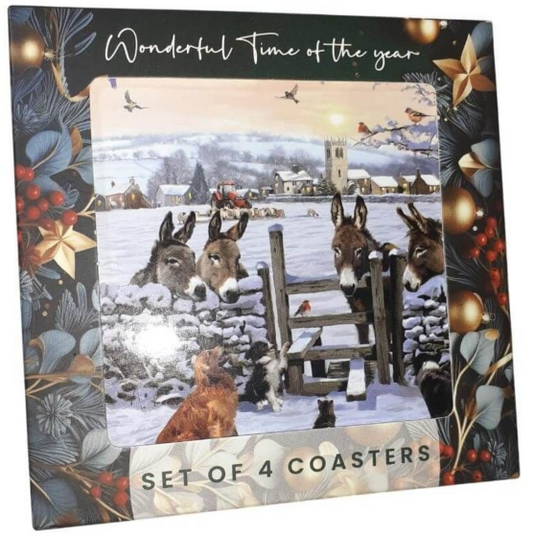 Christmas Donkey Coaster Set of 4