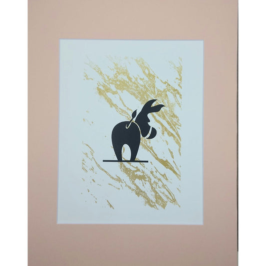 Donkey Art Print - Gold Marble