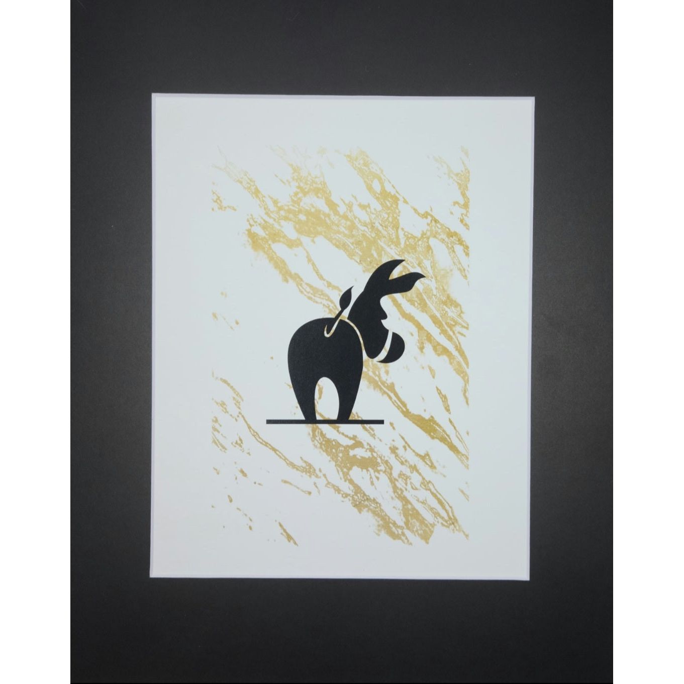 Donkey Art Print - Gold Marble